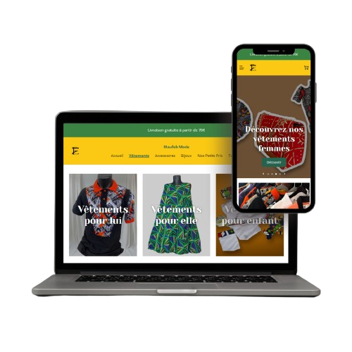 Capture d'écran du projet Création de la boutique en ligne Maufeb Mode, et de l'identité visuelle